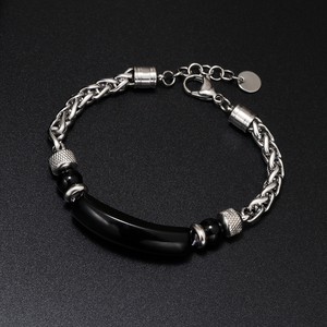 Trendy Fashionable Natural Stone Jewelry Retro Stainless Steel Chain Spliced Tiger's Eye Stone <b>Men's</b> Bracelet for Boyfriend Gift - Product Image 4