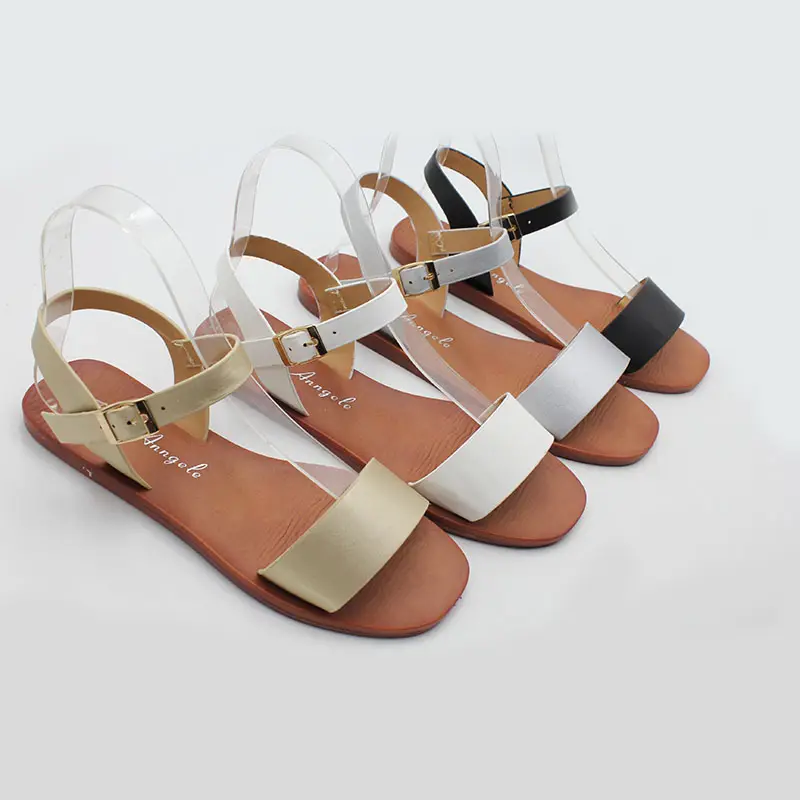 Benutzer definierte Mode Neue Produkte Neuartiges Design Knöchel riemen Moderne Damenschuhe Outdoor Sandalen Flats Sandalen Großhandel 2024