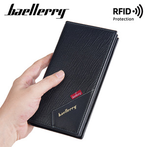 กระเป๋าสตางค์ยาวผู้ชาย Baellerry สีดำกาแฟ ป้องกัน RFID ช่องใส่บัตรหลายช่อง พับสองตอน หนังนิ่ม ใช้ได้ทุกวัน - Product Image 3