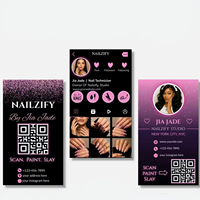 Cartes de visite pliables découpées sur mesure pour salons de manucure, formes originales, cartes à code QR, cartes marketing créatives pour la marque de salon de manucure, vente en gros
