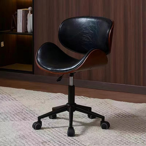 Chaise de bureau ergonomique moderne en cuir avec cadre métallique, dossier pivotant, hauteur réglable pour la maison, l'étude, le travail, les conférences - Product Image 4