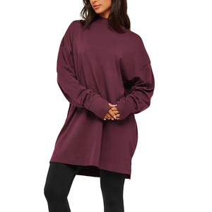T-<span class=keywords><strong>shirt</strong></span> long à <span class=keywords><strong>manches</strong></span> <span class=keywords><strong>longues</strong></span> pour <span class=keywords><strong>femme</strong></span>, coupe oversize, col montant, épaules tombantes, avec passe-pouces, personnalisable - Product Image 2