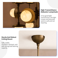 Lustre en albâtre et laiton, style postmoderne, luxe Wabi Sabi, pour salle à manger, salon, hôtel, villa, lampe créative multi-globes