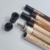 Stik Biliard Carom 3 Cushion Berkualitas Tinggi Buatan Tangan, Kayu Tulip Solid dengan Inlay Kayu Asli/Kayu Maple Harimau/Kayu Ular, Ukuran 142cm+12mm, Ukuran Ujung 3/8-10, Sambungan 3 Cushion