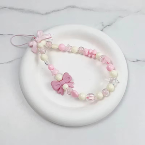 Coréen mignon charme ours amour coeur nœud papillon chaînes de téléphone pour <span class=keywords><strong>iPhone</strong></span> femmes filles <span class=keywords><strong>bijoux</strong></span> sangle perlée lanière cordon suspendu Bracelet - Product Image 5