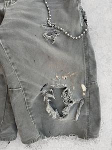 Shorts de Mezclilla Resistentes de Alta Calidad con Agujeros Rotos y Estilo Urbano, Shorts Desgastados 100% Algodón para Hombre - Product Image 3