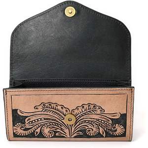 Portefeuille long vintage en cuir fait main pour femme avec blocage RFID, style western - Product Image 6