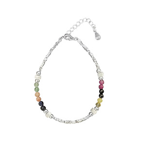 S925 Sterling Silver Beaded <b>Bracelet</b> With Colored Natural Stones Women's Fashion Jewelry Gift - Product Image 5