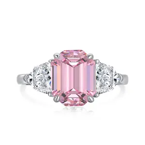 S925 plata esterlina CZ Cubic Zirconia anillo de oro rosa corazón anillo grueso compromiso de boda anillos rosas joyería Mujer