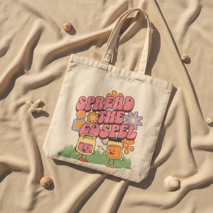 빈티지 스타일 스프레드 복음 기독교 재사용 가능한 토트 백 맞춤 패션 숄더 예수 신앙 코튼 캔버스 선물 토트 백 - Product Image 3