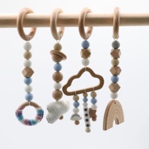 Jouet de dentition avec Crochet <span class=keywords><strong>en</strong></span> bois pour bébé, cadre, nouveau-né, exercices, pour nourrissons, gymnastique - Product Image 2