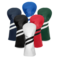 Housse de tête de club de golf en cuir PU de haute qualité, rayures blanches, logo brodé personnalisé, housses pour bois de golf