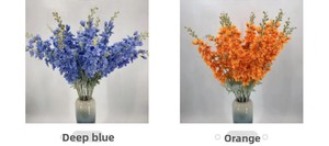 <span class=keywords><strong>Fleurs</strong></span> artificielles en soie de Chine, Delphinium à 2 branches, grand hibiscus bleu floqué, pour allée de mariage - Product Image 5