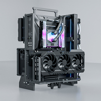 Boîtier PC Socooler en aluminium à cadre ouvert, panneau latéral avec fenêtre, personnalisable, portable, prend en charge les cartes mères ITX/MATX/ATX, 240/360 degrés
