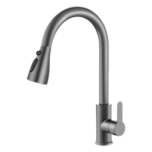 Robinet de cuisine monocommande en acier inoxydable brossé, débit de 2,0 à 2,9 GPM, douchette extractible, moderne, à poser sur comptoir - Product Image 5