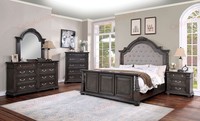 NEUES 5-teiliges Queen-Poster-Schlafzimmer-Set in Grau, Traditionelle Möbel, Elegantes Massivholz-Schlafzimmermöbel-Set