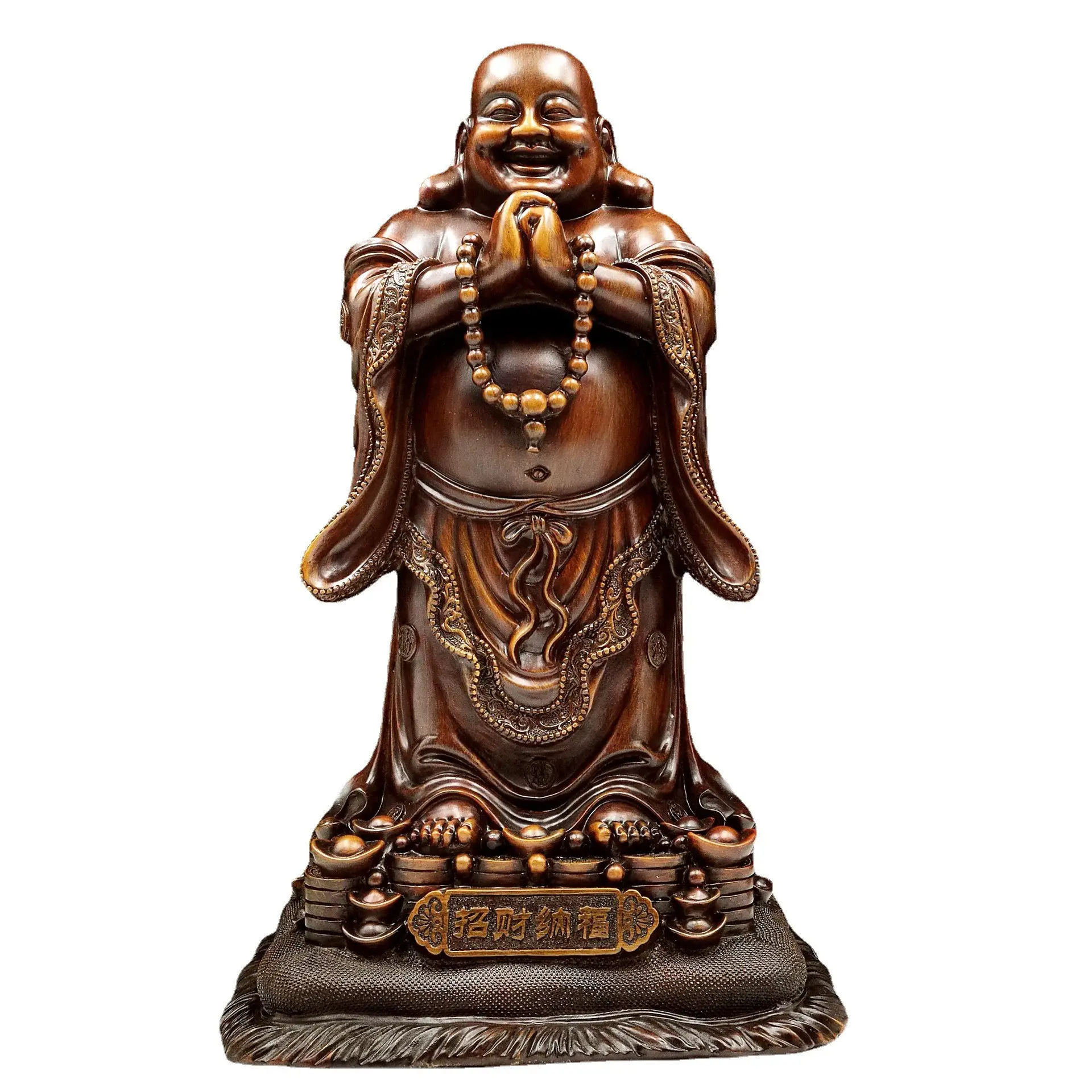 2023 Grote God Van Rijkdom Houtsnijwerk Maitreya Boeddha Ornamenten Huiswinkel Opening Geschenken Maitreya Boeddha Lachend Boeddha Standbeeld