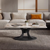 Mesa de Centro Rectangular de Cuarcita de Estilo Italiano Minimalista Moderno con Marco Metálico que Irradia Lujo Discreto, Muebles para Sala de Estar