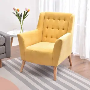 Moderne Stijl Gele Stof Leisure Enkele Zetel Fauteuil Voor Woonkamer