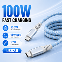 Câble USB C 100W 1,2M 5A PD Charge Rapide Type C vers Type C Embout Métallique USB 2.0 Câble de Données Tressé en Nylon OEM ODM Logo Personnalisé