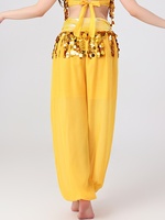 Pantalon de danse orientale brillant pour femmes, pantalon en mousseline de soie à paillettes et franges, costume de danse classique en rayonne