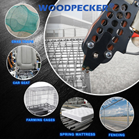 Agrafeuse pneumatique industrielle WOODPECKER C-760FRT à vitesse variable, pour agrafes de type 'Hog Ring', calibre 16, couronne de 1/2 pouce, corps en aluminium