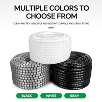 Bandas Espirales de Polietileno Blancas y Negras de 12 mm, Flexibles para Proteger Cables, Longitud Personalizable, Organizador de Cables de Escritorio, Eléctrico