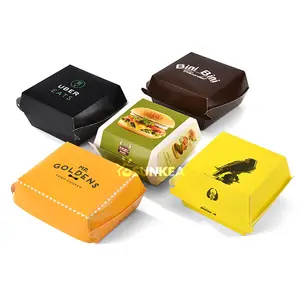 Disposable take away factory price Biodegradable Customized LOGO printing paper box burger container hamburger box
