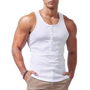 Débardeur homme tricoté rayé, coupe ajustée, style sport décontracté, épaules larges, pour le fitness et le commerce transfrontalier - Product Image 1