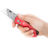 Couteau pliant utilitaire en métal personnalisé avec logo OEM, lame interchangeable, poignée en alliage d'aluminium, design artistique en papier coulissant, portable