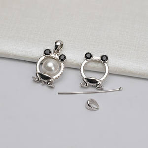 จี้เงินแท้ S925 รูปกบ ทำมือ สำหรับทำสร้อยคอรูปสัตว์  พร้อมรูร้อยไข่มุกขนาด 8-8.5 มม.  อุปกรณ์เสริมสำหรับผู้หญิง 580 - Product Image 4