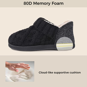 Scarpette traspiranti da <span class=keywords><strong>donna</strong></span> con cavo in maglia graziose scarpe Slip-on in Memory Foam in pile felpato per interni invernali - Product Image 6