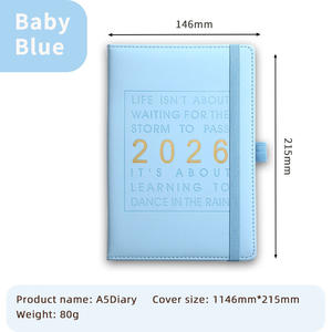 Agenda anual 2026, Bloc de notas de 365 días, A5, calendario inglés, cubierta de cuero, hilo, encuadernación de costura, correa de eficiencia mejorada - Product Image 6