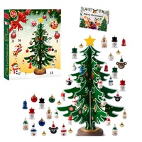 Grenzüberschreitende DIY Moderne Holz-Weihnachtsbaum-Ornamente Blind Box Indoor-Kalender Timer-Licht 2M Dekorationen Feiertags-Weihnachtsdeko