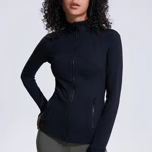 Xsunwing Factory Supply In Stock Thumb Holes Yoga Jacket Women Plus Size Gym fitness Running Jackets Zipper Sportswear WSW18032