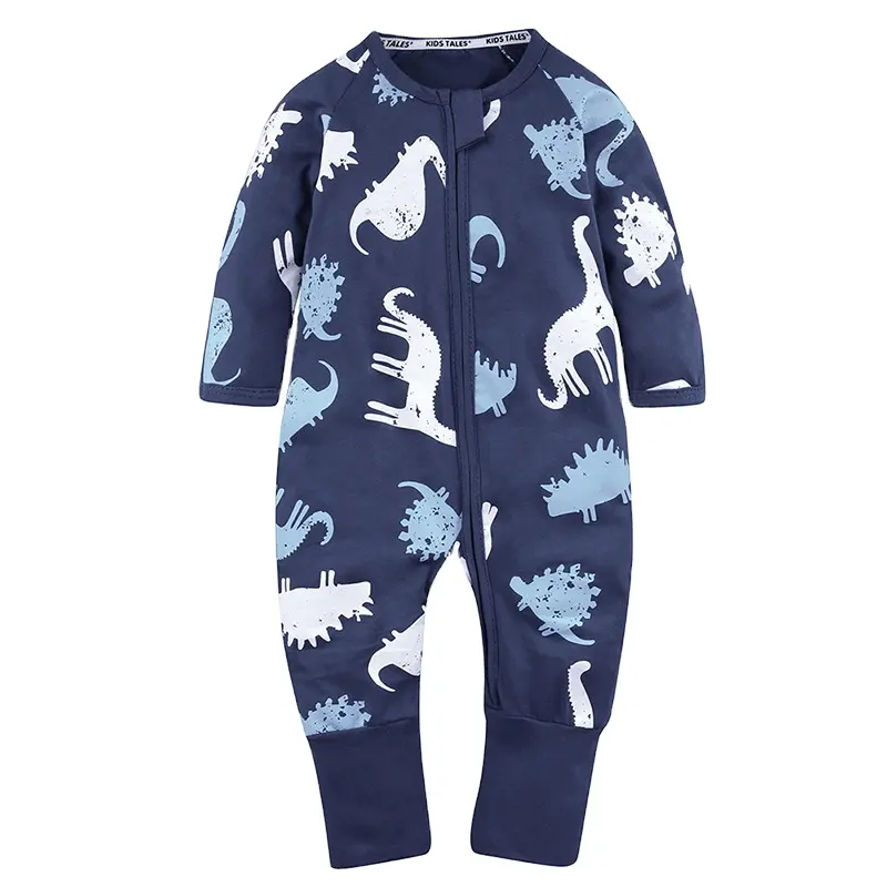 Bulk oem design baby long sleeve clothes pajamas romper with zip