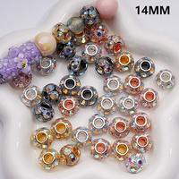 Perles entretoises rondes en métal à grand trou, incrustées de strass multicolores, pour la fabrication de bijoux faits main