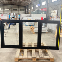 Ventanas Combinadas de Aluminio con Rotura de Puente Térmico, Suministro de Fábrica, Recubrimiento en Polvo Negro, Ventana Abatible Lateral y Ventana Central Fija de Guillotina Superior