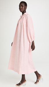 Cotone lino cravatta fiocchino manica lunga <span class=keywords><strong>a</strong></span> <span class=keywords><strong>palloncino</strong></span> Plus Size <span class=keywords><strong>abito</strong></span> Midi - Product Image 3