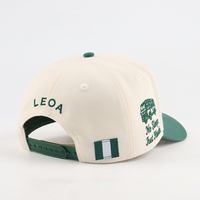 Casquette Snapback 5 Panneaux Bicolore Crème et Vert avec Logo Brodé 3D en Relief Personnalisé, Visière Courbée, Style Streetwear pour Hommes et Femmes, Gorras