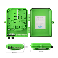 Boîtier de terminaison/cloison de distribution fibre optique 16 ports avec répartiteur 1x16, couleur noir-vert, pour boîte de distribution fibre optique 1:16 (Fat Box)