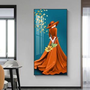 Phòng Khách Trang Trí Nội Thất Sang Trọng Vẻ Đẹp Sexy Cô Gái Hd Sơn Vải Bắc Âu Phong Cách Pha Lê Sứ Sơn Và Tường Nghệ Thuật - Product Image 4