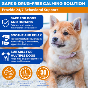 Desain baru Kit Diffuser feromon penenang anjing antikecemasan Plug-in untuk hewan peliharaan penghilang stres nyaman produk anjing persediaan 60 hari - Product Image 5