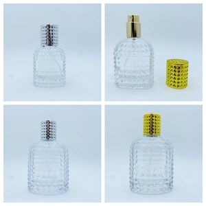 30ml 50ml Clear Oval Embossed Empty Glass Perfume Bottle Plastic Cap Refillable DIY Fragrance Creations Personal Care Jars - Product Image 1