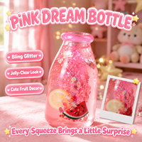 En gros, Jouet Squishy Bouteille à Fruits Flottants à Paillettes, à Remontée Lente, Jouet Sensoriel Anti-Stress à Presser pour Enfants et Cadeaux de Fête