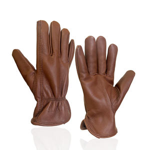 Guantes de trabajo de palma completa de cuero de vaca marrón <span class=keywords><strong>Popular</strong></span> para hombres y mujeres guantes de construcción de seguridad muestra gratis protección de brazos y manos - Product Image 4