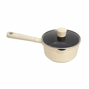 Couvercle en verre compatible induction, 20 cm, casserole en aluminium antiadhésive pour soupe et lait avec poignée en bakélite - Product Image 1