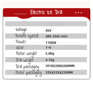 Perceur à glace portable 36V 1100W à double batterie, nouveau modèle, puissant, en acier inoxydable, accessoire de pêche sur glace pour la carpe et la truite en lac - Product Image 4