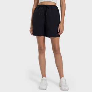 Shorts de sport pour femmes, taille haute, leggings de course, doublure élastique, cordon de serrage, entraînement sportif - Product Image 3