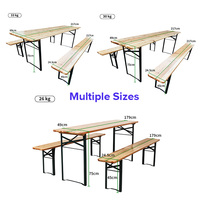 Table et banc de jardin de bière pliable en bois extérieur 220x70 avec pieds en métal bancs pliants de bière pour événements